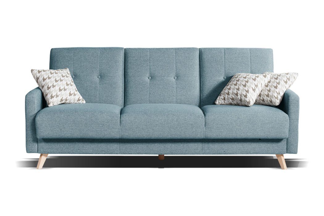 JVmoebel Sofa, Sofa 3 Sitzer Design Polster Modern Textil Stoff Sofas Dreisitzer Blau