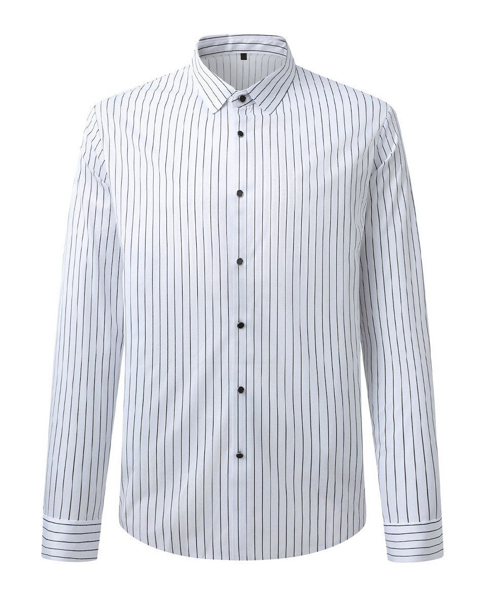 Allthemen Businesshemd Herren langarm Oberhemd aus Stretchmaterial Streifenhemd Slim Fit