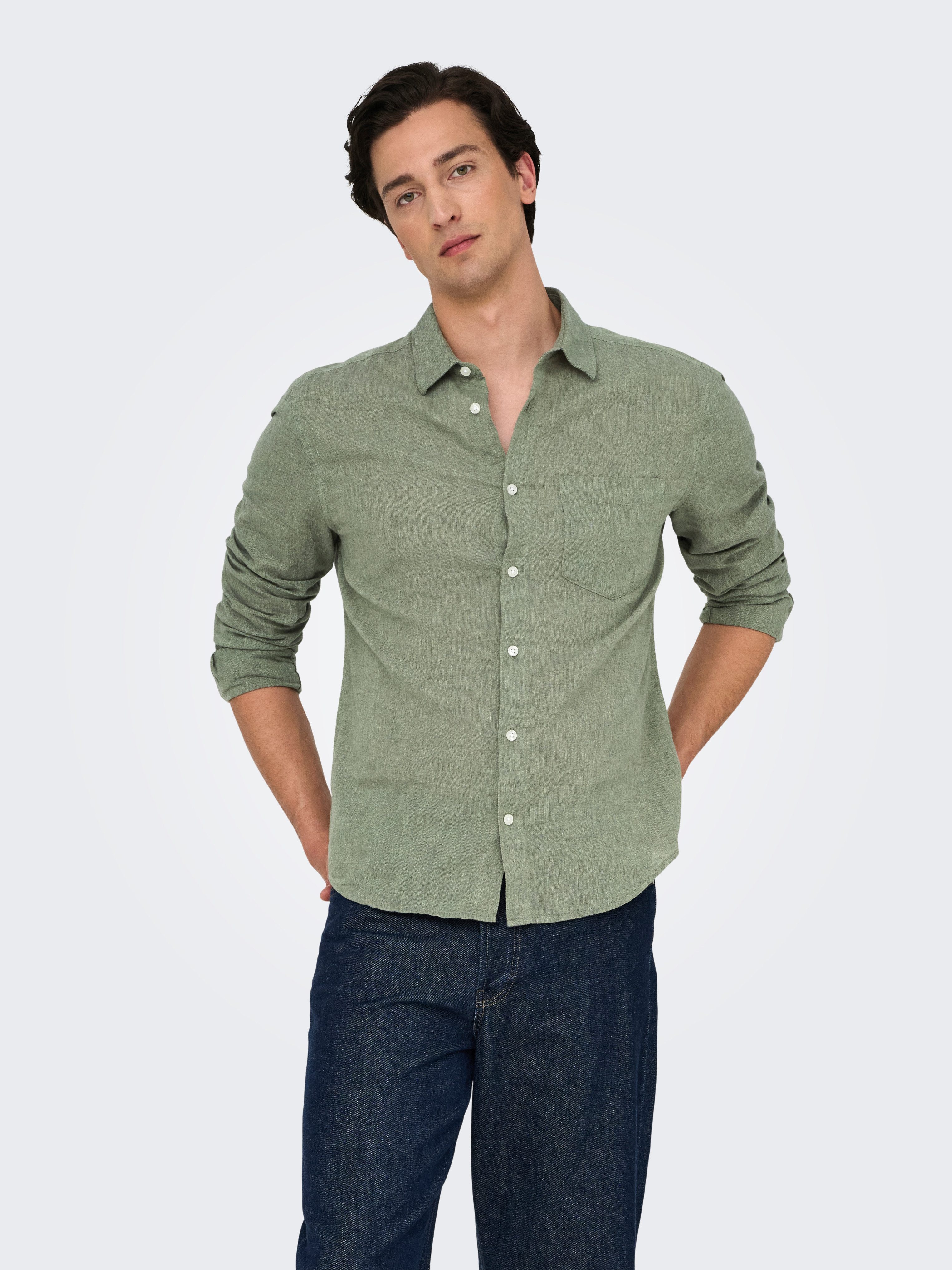 ONLY & SONS Langarmhemd ONSCAIDEN LIFE REG LS 1 PKT SHIRT NOOS günstig online kaufen