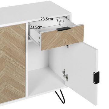 Merax Sideboard, mit Schublade und 3 Türen, Kommode aus Holz mit Metallfüße, B: 90cm