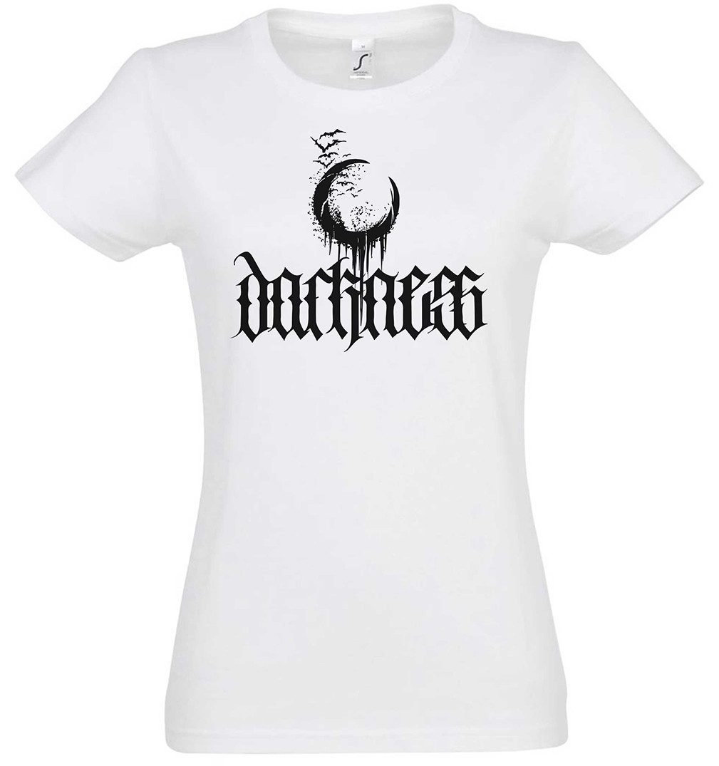 Print-Shirt Darkness Damen T-Shirt Eternal Black Gothic Blackmetal Metal Batcave