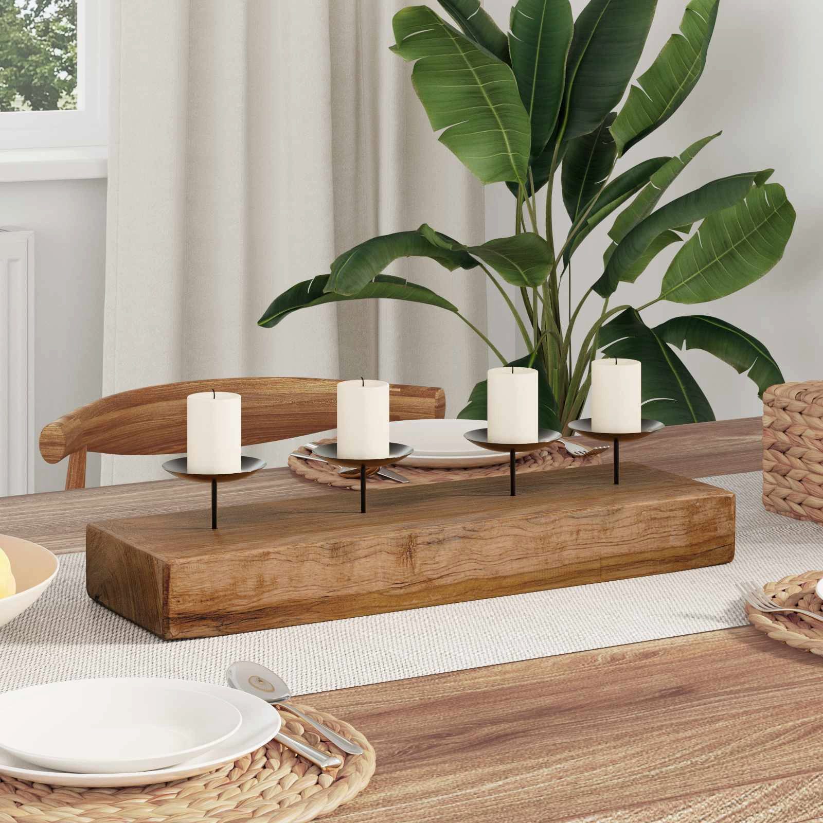 vidaXL Kerzenständer Kerzenhalter Natur 50 x 15 x 10 cm Massivholz (1 St)