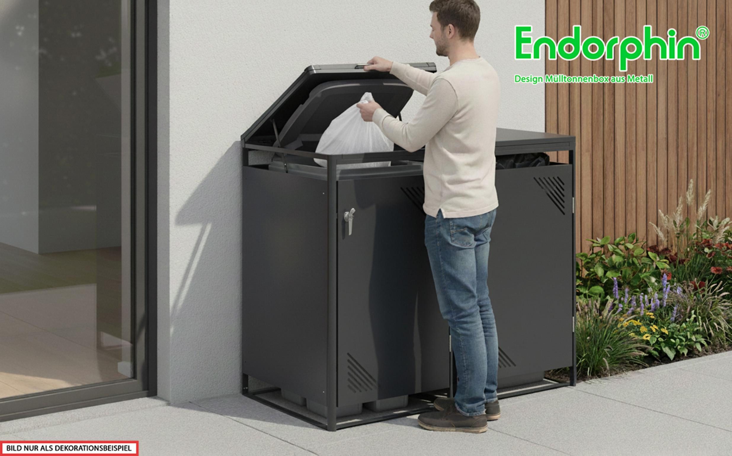 Endorphin Mülltonnenbox Mülltonnenbox 2er, 240 l, anthrazit, verzinkter - pulverbeschichteter