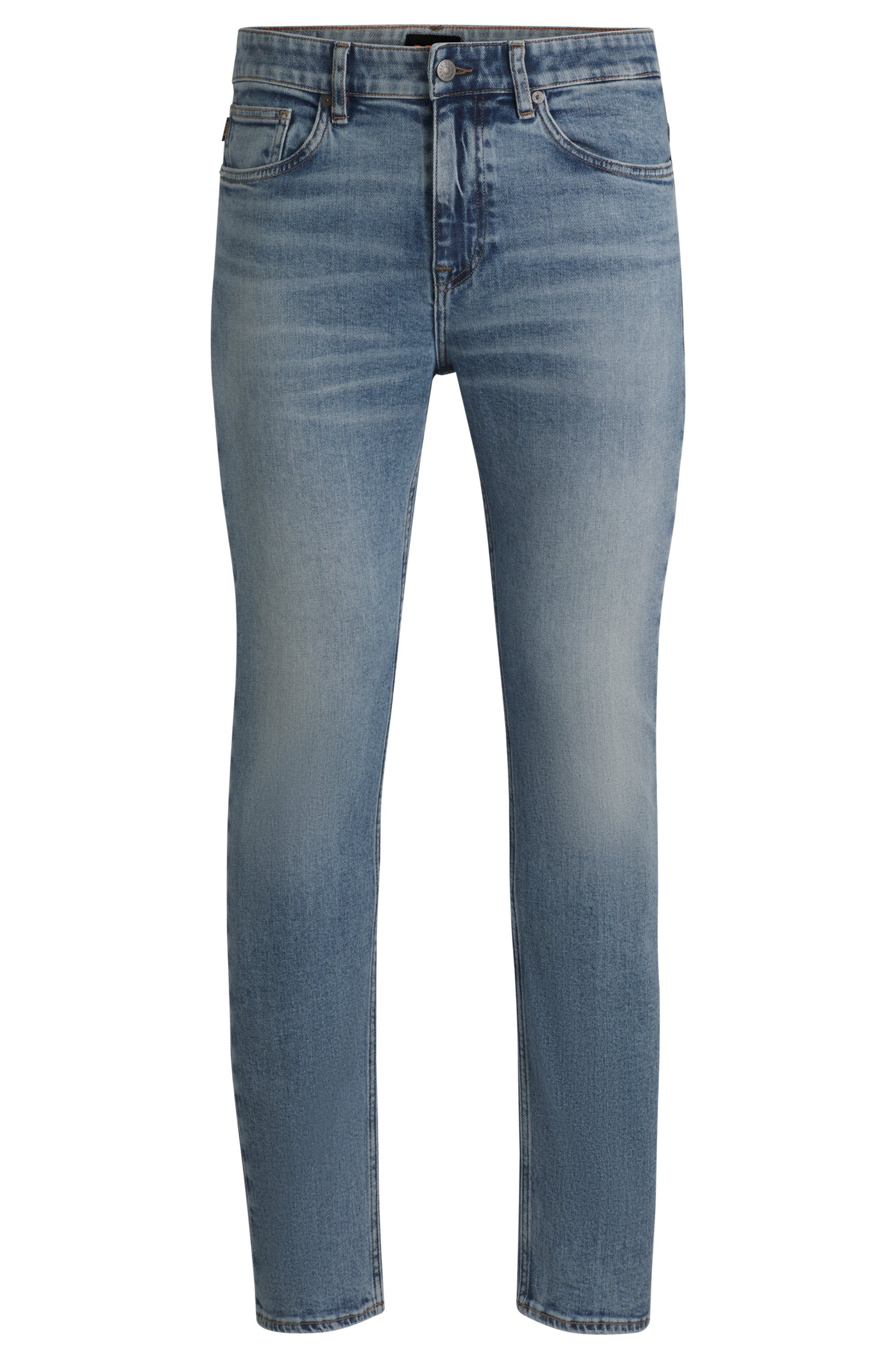 BOSS ORANGE Straight-Jeans Delaware mit Leder-Badge günstig online kaufen