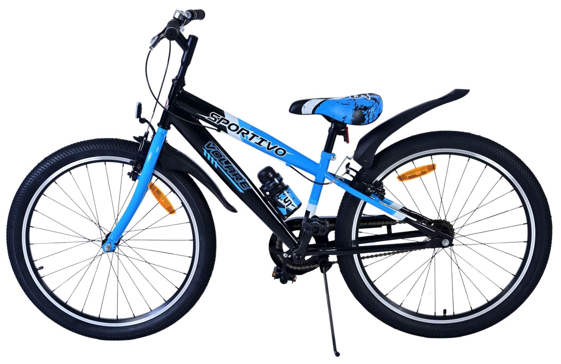 Volare Kinderfahrrad Volare Sportivo Kinderfahrrad für Jungen - 24 Zoll in Schwarz Blau, Alter: 8 - 10 Jahre, Rahmenhöhe: 31 cm, Luftbereifung