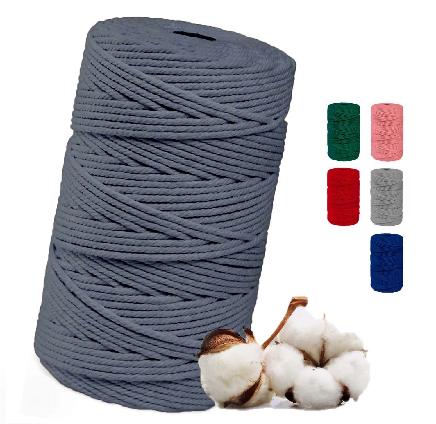 FadenWelt Makramee Garn 3mm x 100m, Baumwollgarn für DIY Handwerk Bastelgarn, 100,00 m (Baumwollschnur für Stricken, Baumwollseil für Wandbehänge und Pflanzen Aufhänger)