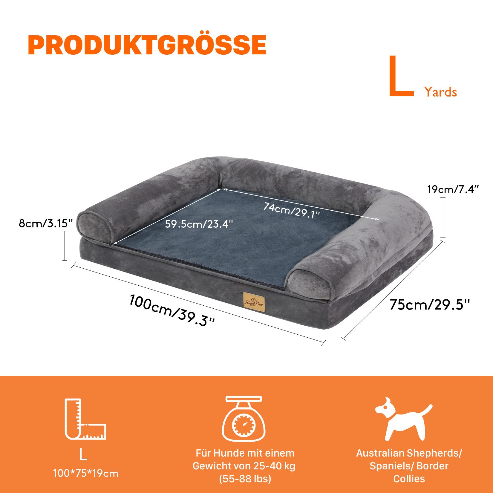BingoPaw Tierbett Orthopädisches Premium Hundebett, 2 günstig online kaufen