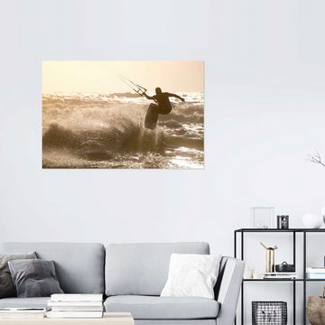 Posterlounge Wandfolie Editors Choice, Kitesurfer springt vor einem schönen Hintergrund, Fotografie
