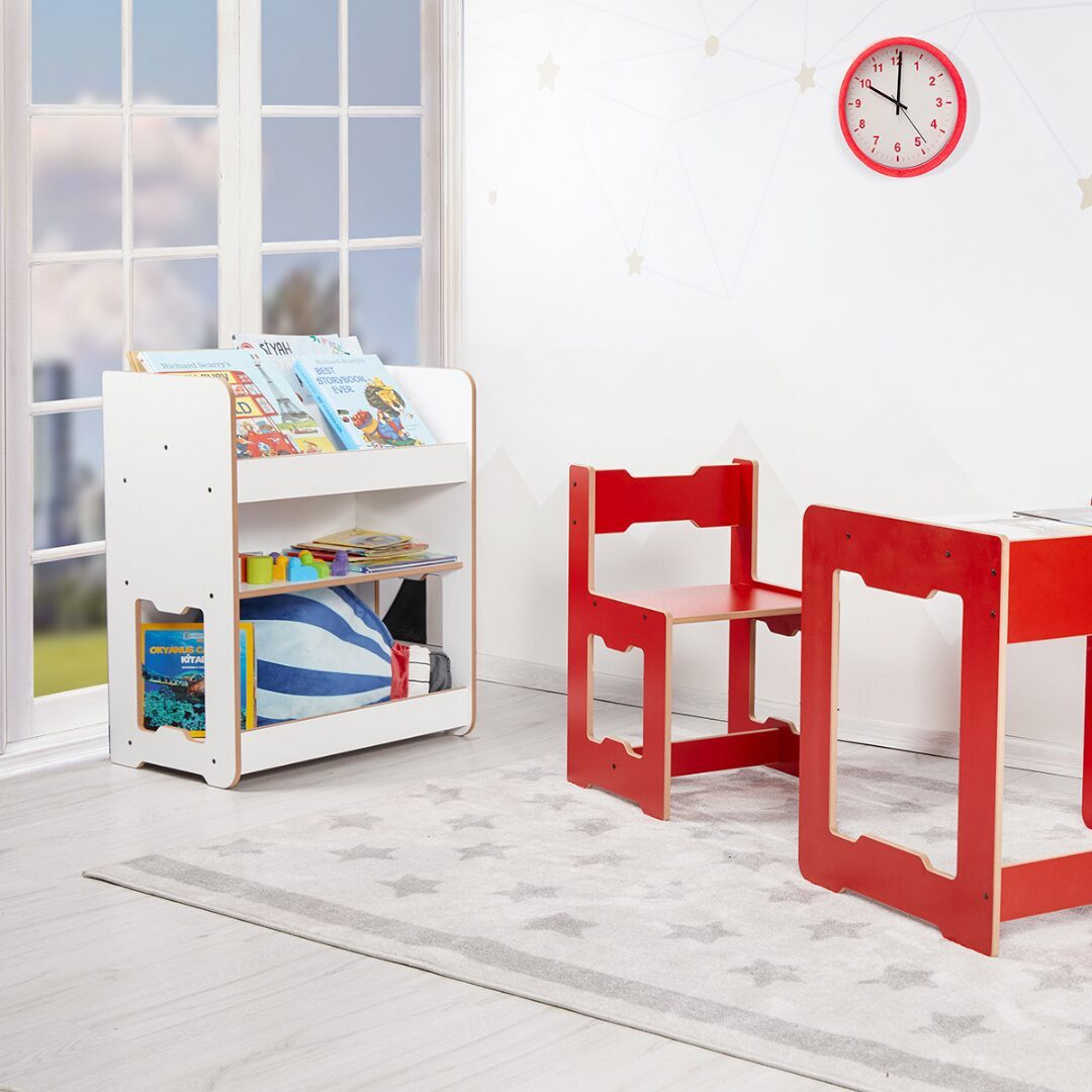 COZYCOLLECTIONS Kinderregal Seagull Bücherregal 3 Ebenen, Weiß, 70x57x34 cm, Kinderregal / Bücherregal (3-stöckig), Montessori: 3 Ebenen auf Kinderhöhe – selbst organisieren & lernen