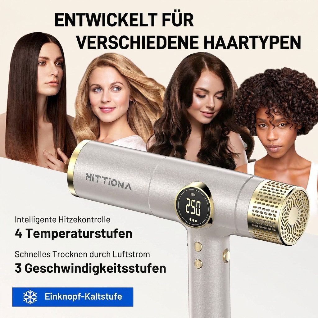 Rolipo Ionic-Haartrockner 200 Mio. Ionen-Haartrockner 2000W, 110.000 U/min, Multihaarstyler, 2000 W, Hairstyler, Reisespannung 100-240V, Überhitzungsschutz – Bild 5 von 5