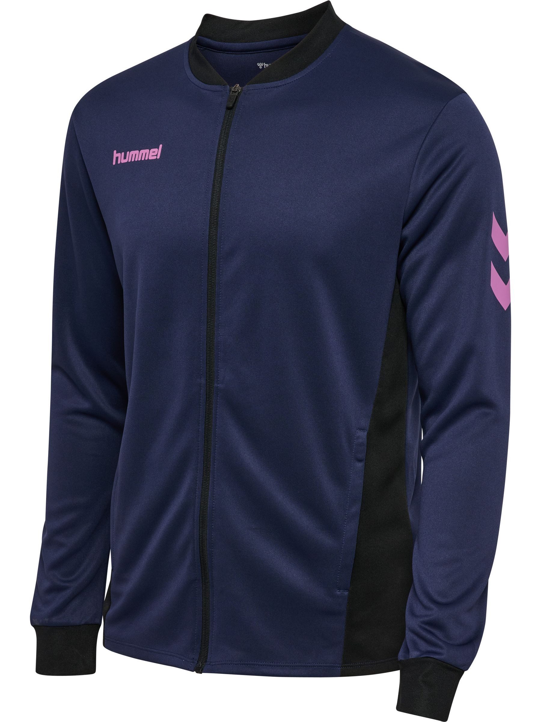 hummel Trainingsanzug Durchgehender Reißverschluss Kontrastdesign Logodetails für Herren (2-tlg), Recyceltes Material, Nachhaltig, Bedruckt, Elastischer Bund