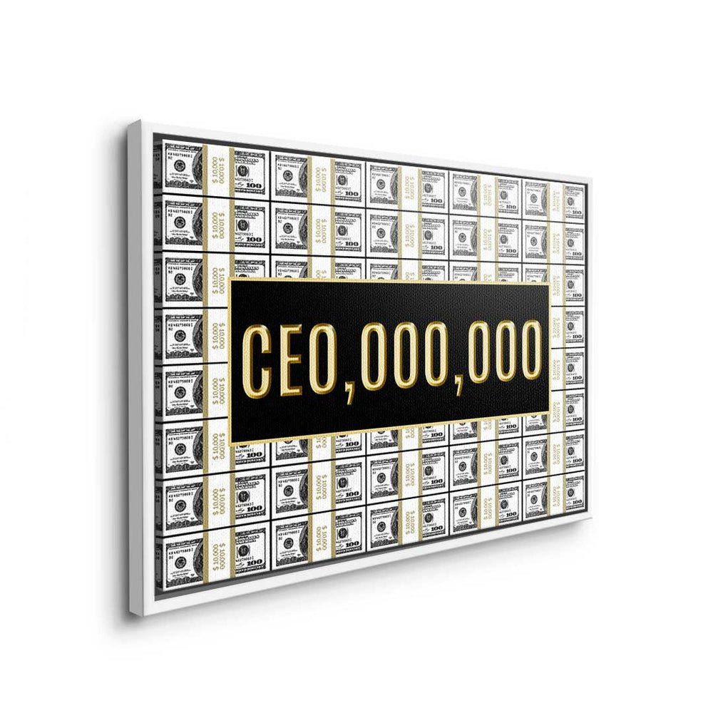 DOTCOMCANVAS® Leinwandbild, Premium Rahmen - goldener Leinwandbild - - Hustle - Büro Motivation CEO.000.000