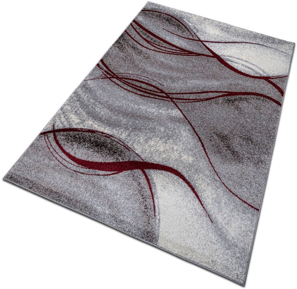 my home Teppich Tritom, rechteckig, Höhe: 9 mm, mit besonders weichem Flor, Kurzflor, modernes Wellen Muster