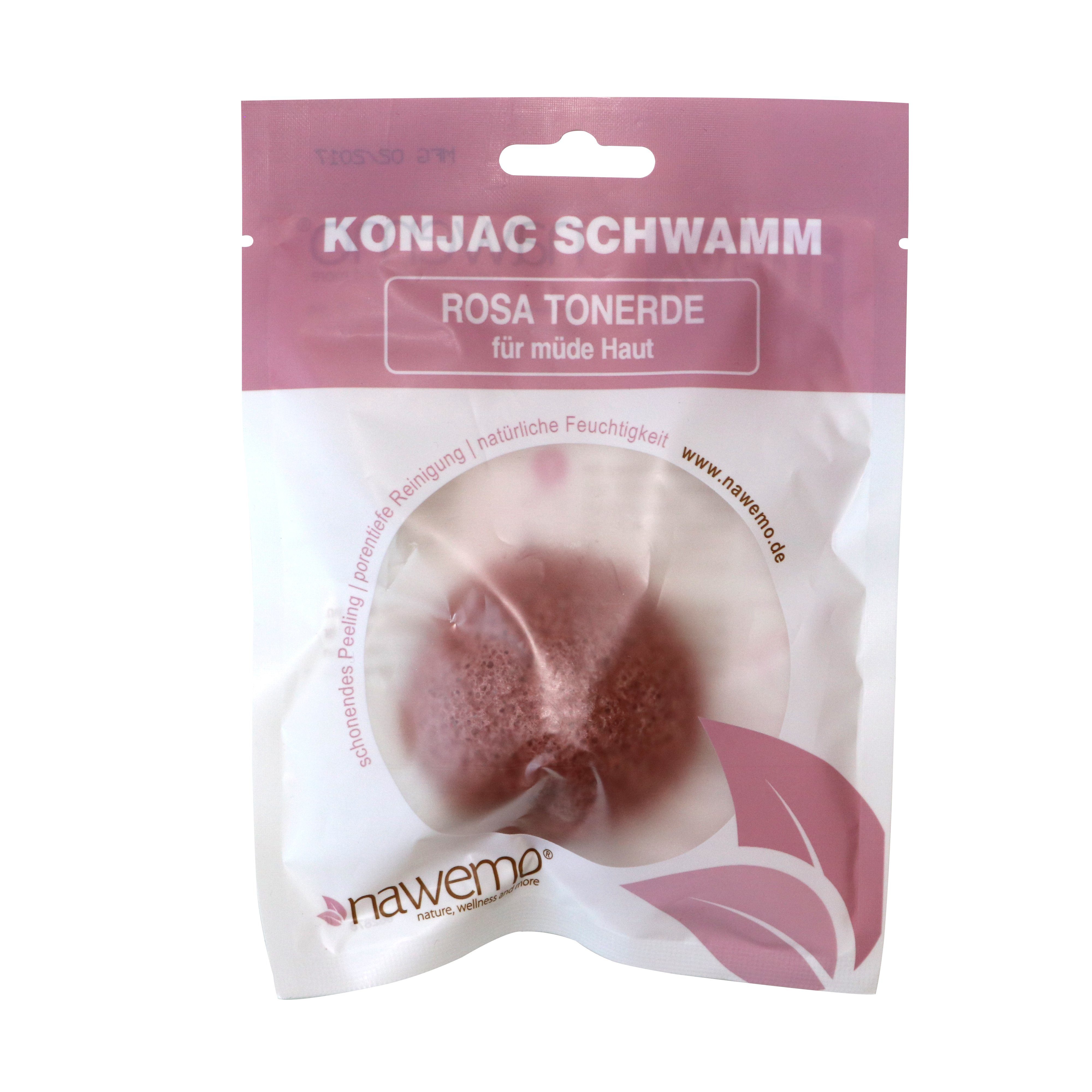 Nawemo Gesichtsschwamm Nawemo Konjac Schwamm Rosa Tonerde, für reife und müde Haut, 1 tlg.