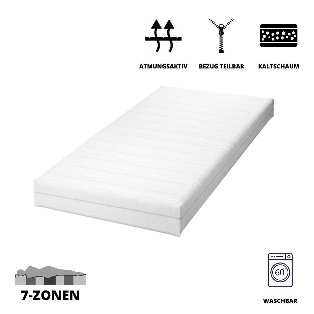 Kaltschaummatratze Kaltschammatratze Oslo, 7-Zonen Matratze, Höhe 16 cm, Krok Wood