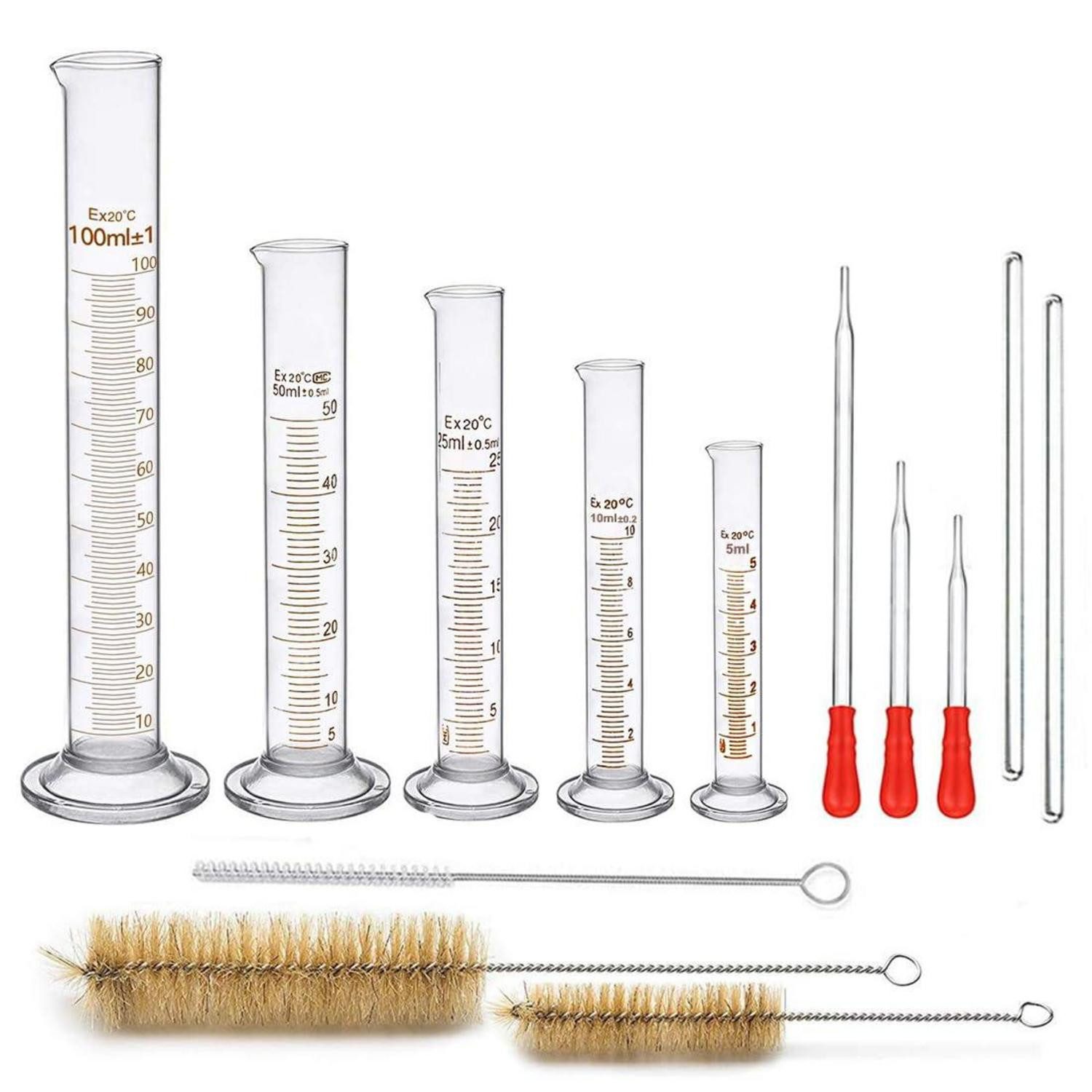 Gläser-Set Messzylinder Glas Set 13-teilig Dickglas Graduierten Chemie Tools 5ML