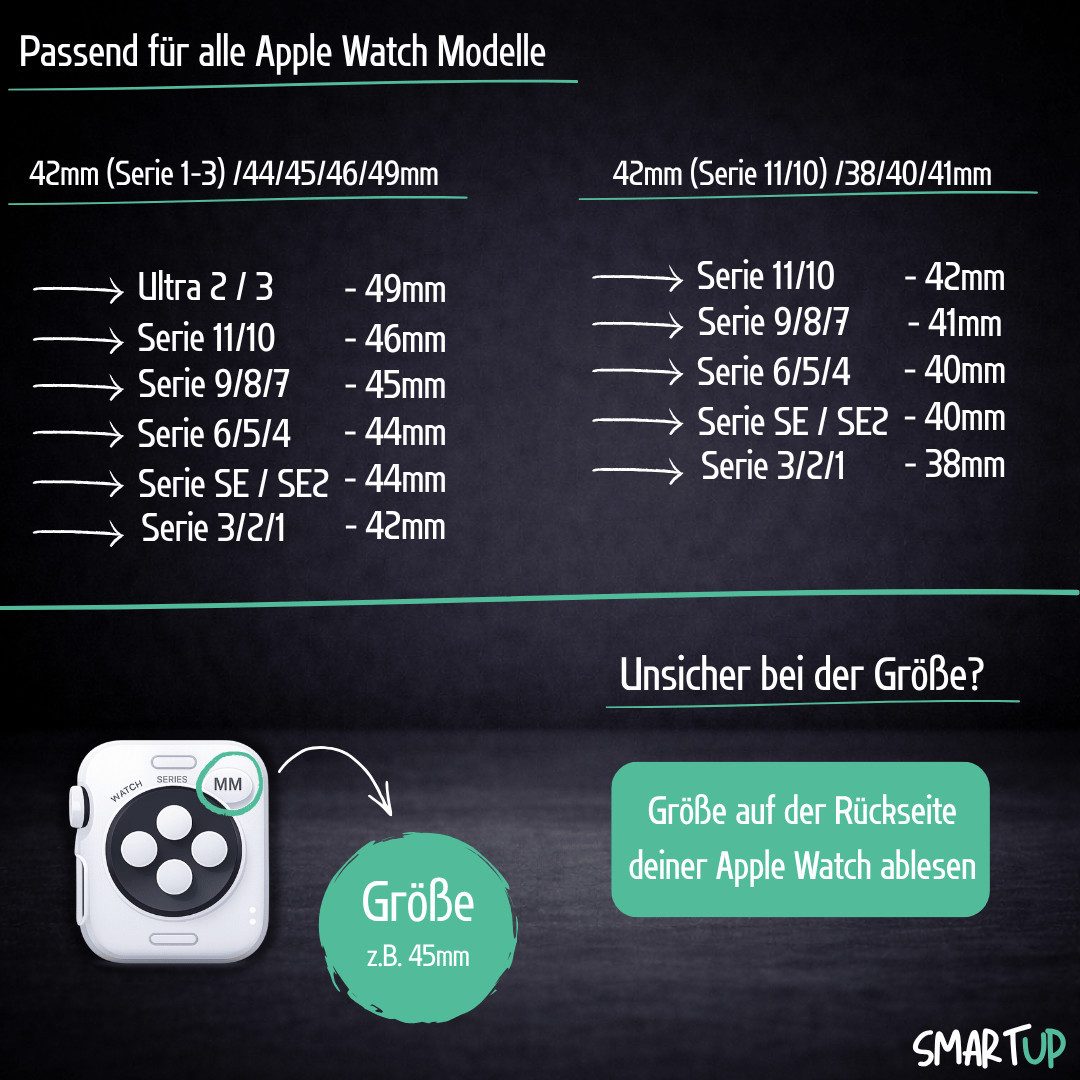SmartUP Smartwatch-Armband für Apple Watch 11 10 9 8 7 6 5 4 3 2 SE Ultra Nylon Sport Ersatzband, kompatibel mit allen Apple Watch Modellen, atmungsaktives Nylon