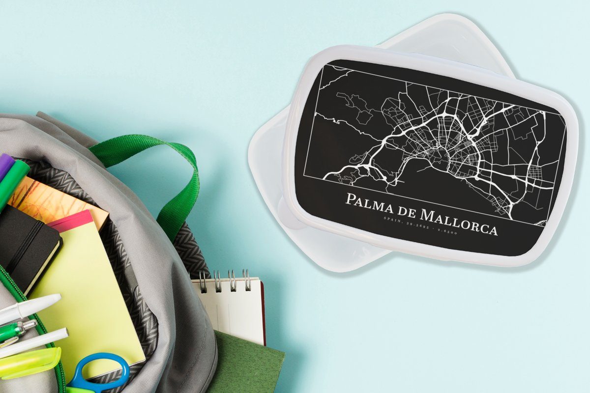 - für Palma und de (2-tlg), Brotdose, für Karte - Karte, Brotbox und Mallorca Lunchbox weiß Mädchen - Erwachsene, Kinder Jungs MuchoWow Kunststoff, Stadtplan