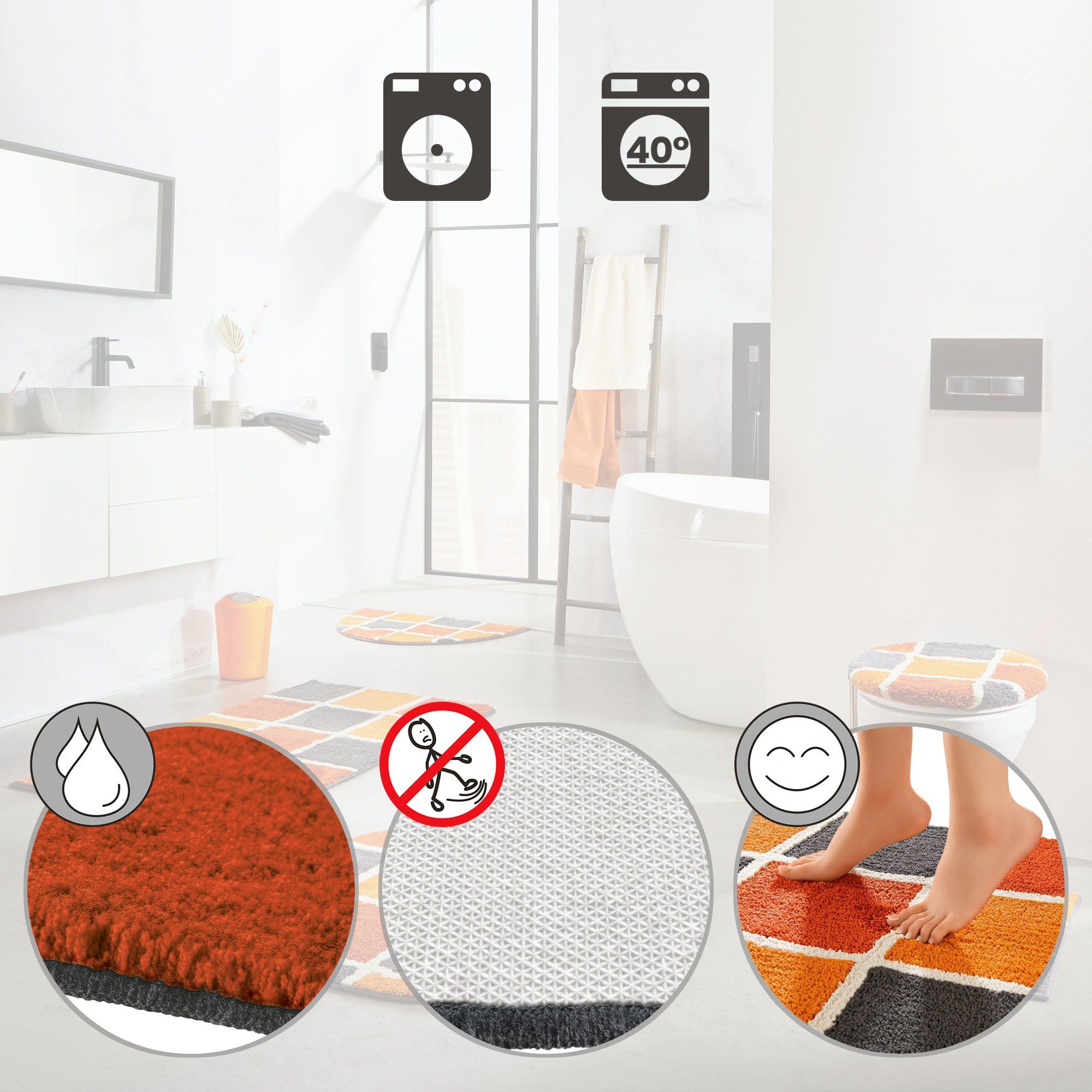 REDBEST Badematte WC-Vorlage "Los Angeles", Höhe günstig online kaufen