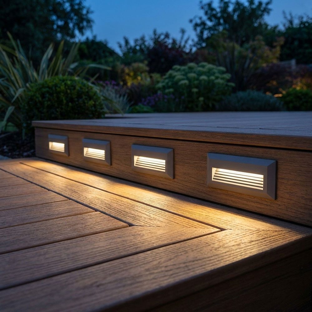 V-TAC LED Außen-Wandleuchte, LED-Leuchtmittel fest verbaut, Neutralweiß, 4x Außen LED Stufenbeleuchtung Stufenlampe Garten