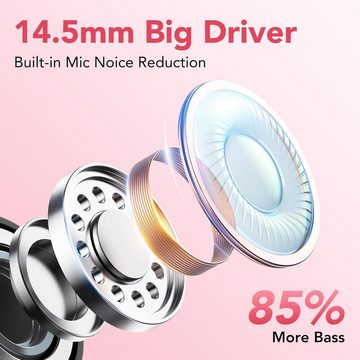 IKG Kabellos Bluetooth 5.3 Ohrhörer LED-Anzeige USB-C In-Ear-Kopfhörer (Immersive Klangqualität durch 14.5mm Membran und Umgebungsgeräuschunterdrückung., mit 4 Mic, 120H Spielzeit, 2024 Neue Weicher Ohrbügel, IP7 Wasserdicht)