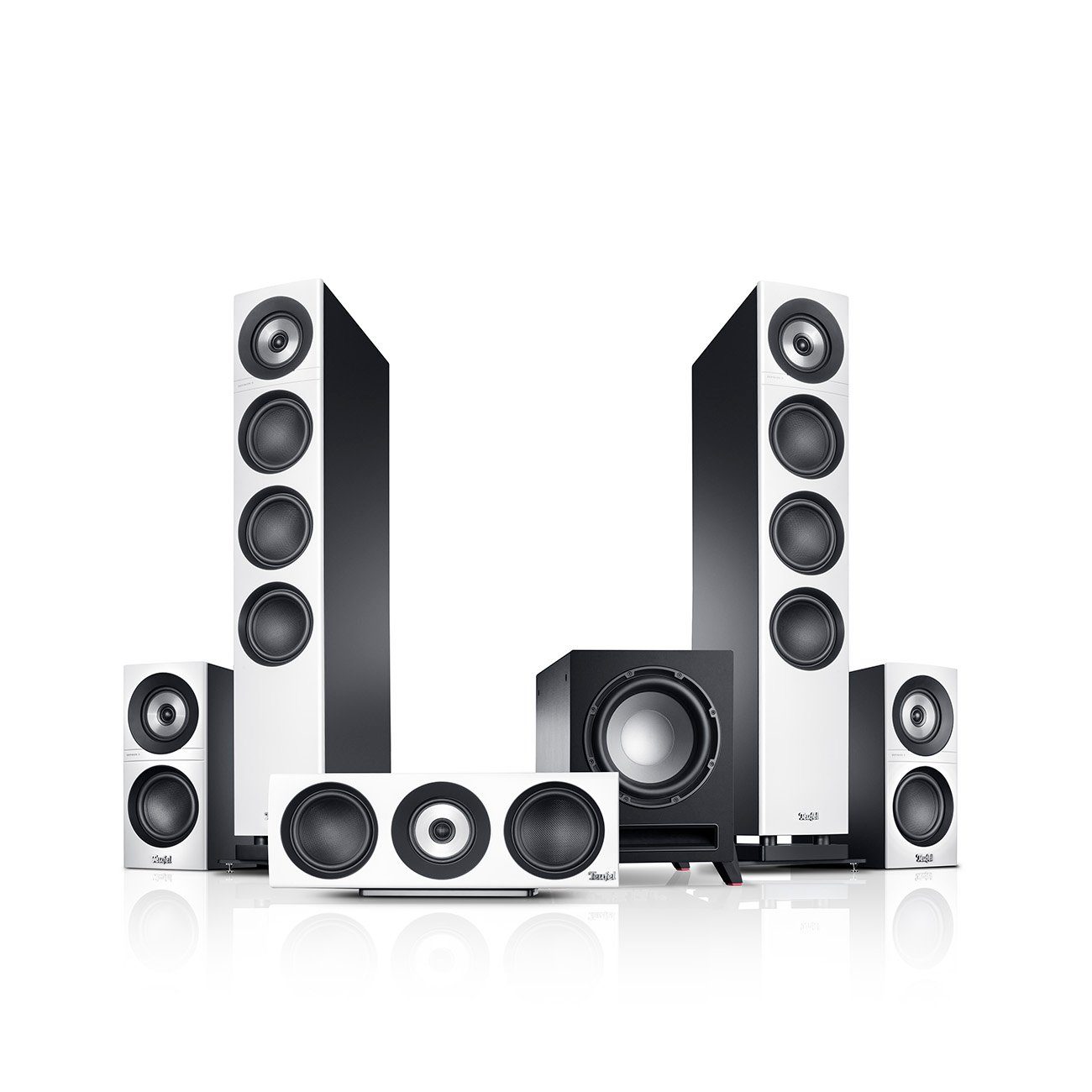 Teufel Definion 3 Surround "5.1-Set" Stand-Lautsprecher (Mächtiger Subwoofer, als Front- oder Downfire-Subwoofer verwendbar) | Lautsprecher