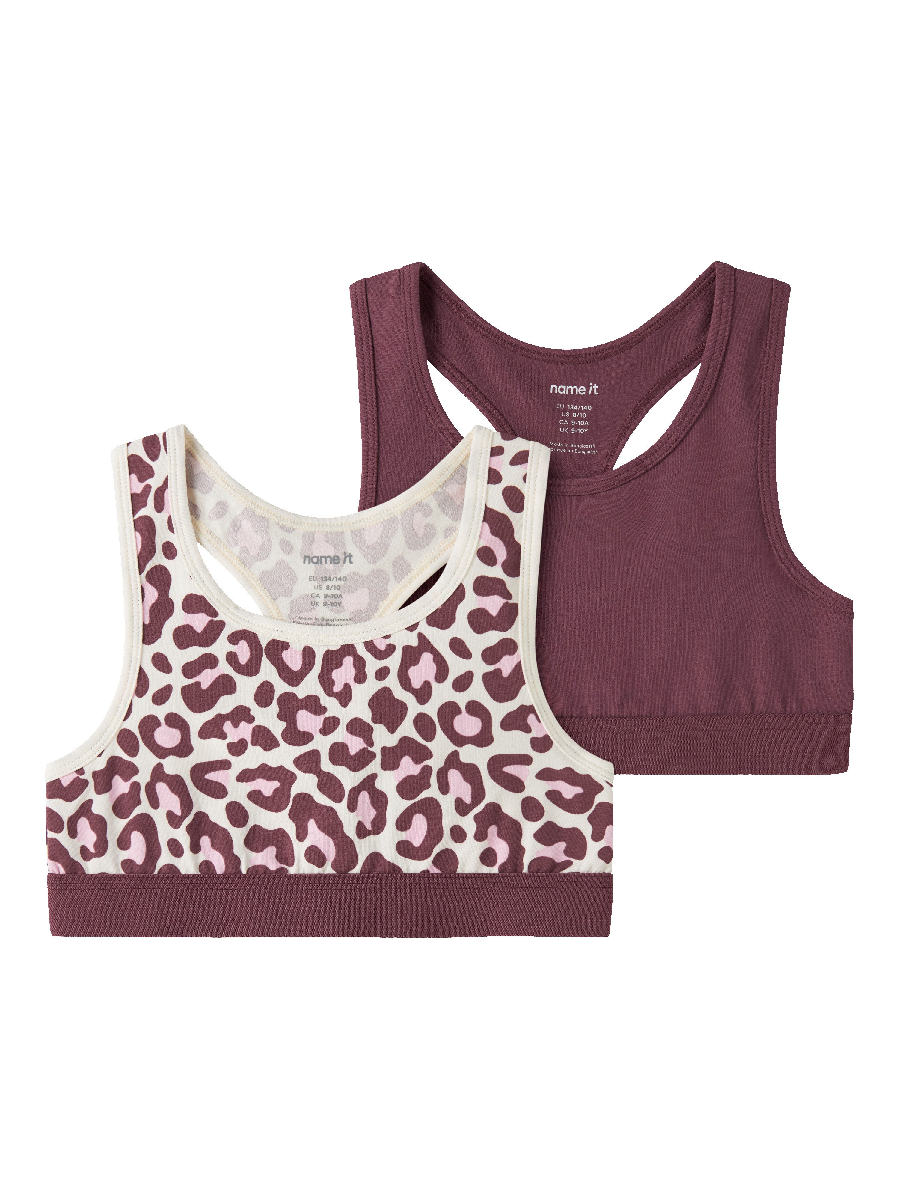 Name It Bustier NKFSHORT TOP 2P LEO NOOS (Packung, 2-tlg) Baumwollmischung, uni und bedruckt im Set