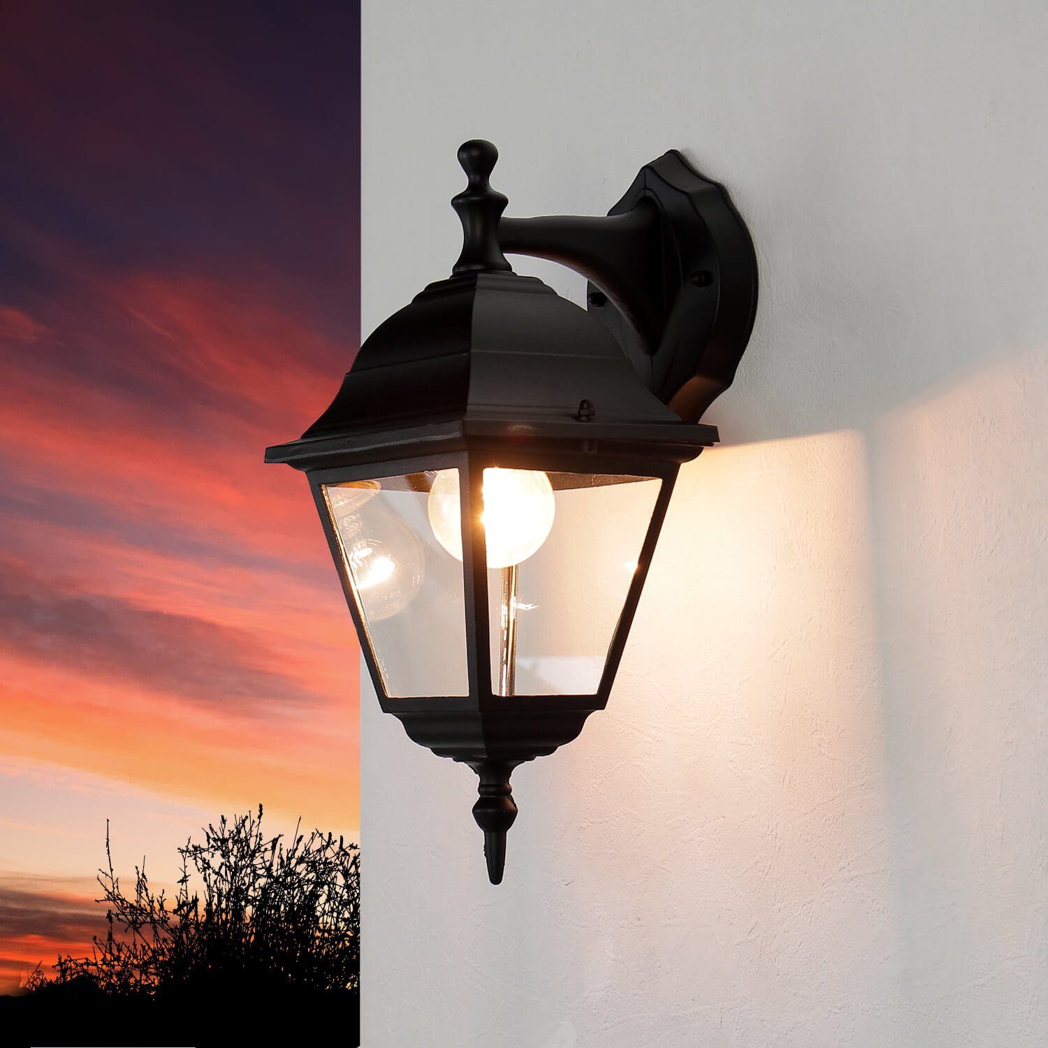 Schwarz Außenleuchte Hof Außen TIROL, Außen-Wandleuchte Licht-Erlebnisse Leuchtmittel, Garten Haus Wandlampe ohne IP44 Rustikal
