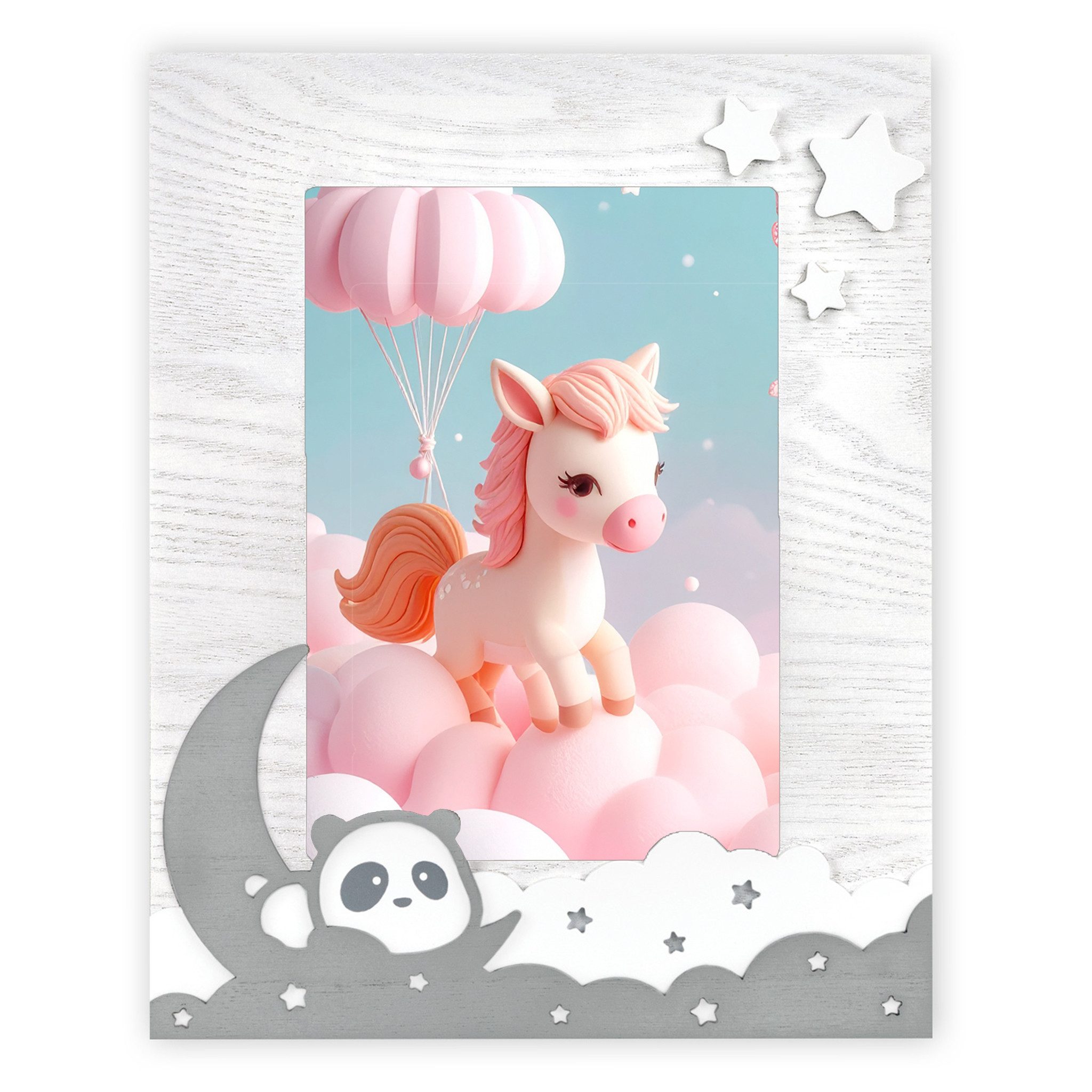 matches21 HOME & HOBBY Bilderrahmen Baby Holz Bilderrahmen rechteckig weiss & grau für 10x15 cm, Wand-Deko Fotorahmen im Hochformat zum Stellen