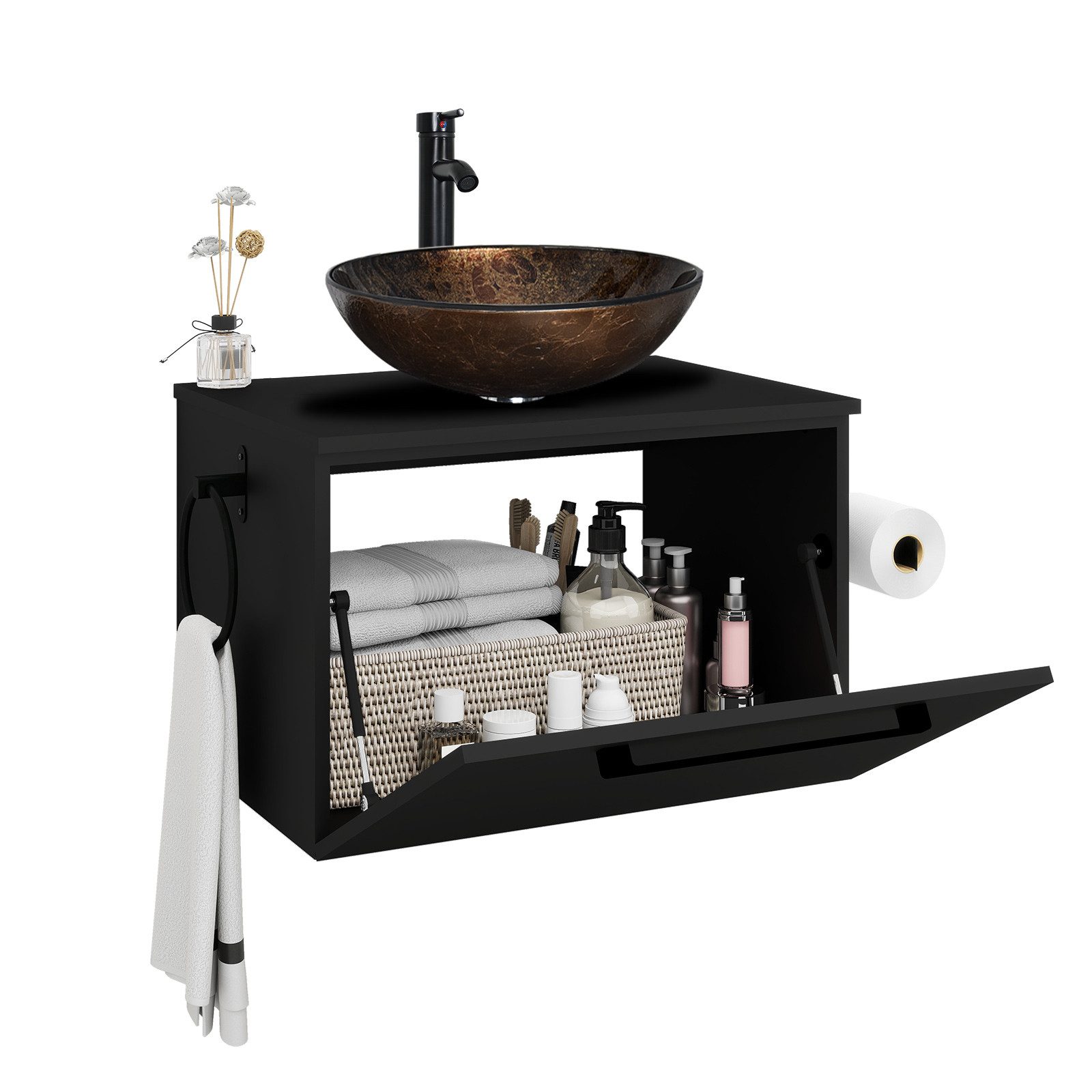 Puluomis Badezimmer-Set Waschbeckenunterschrank 60cm mit Waschbecken, (mit günstig online kaufen