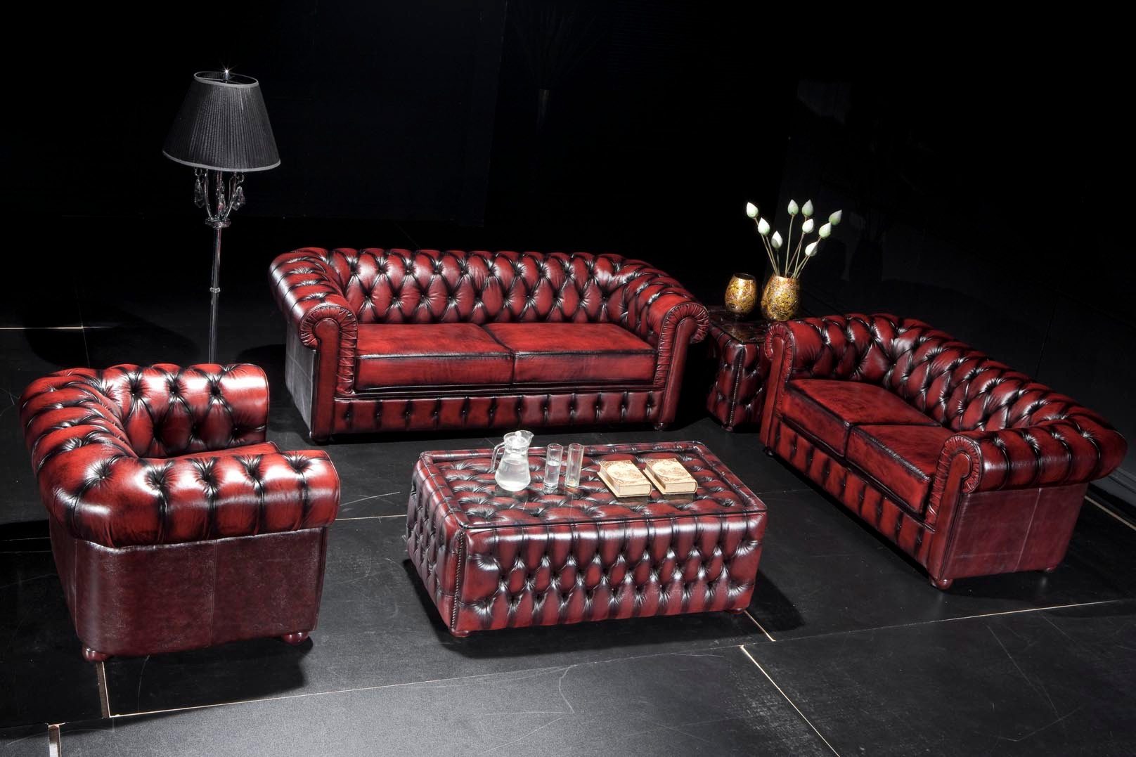 Salottini Wohnzimmertisch Luxus Chesterfield XL Ledertisch günstig online kaufen