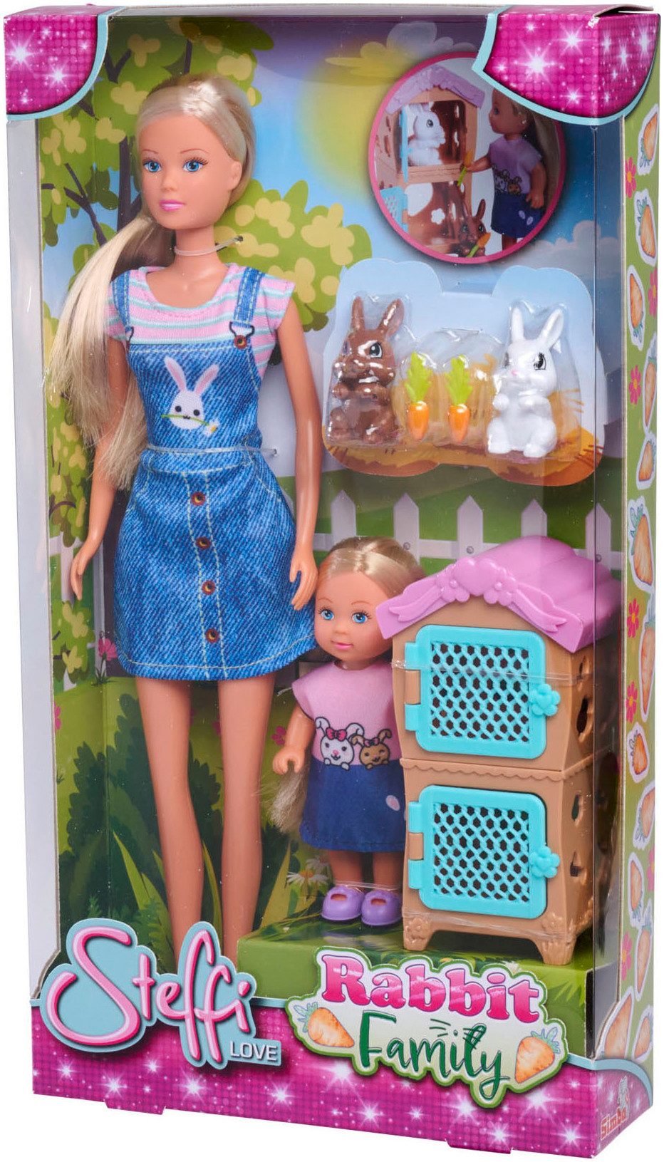 SIMBA Anziehpuppe Steffi Love, Rabbit Family, mit Schwester Evi und zwei Ha günstig online kaufen