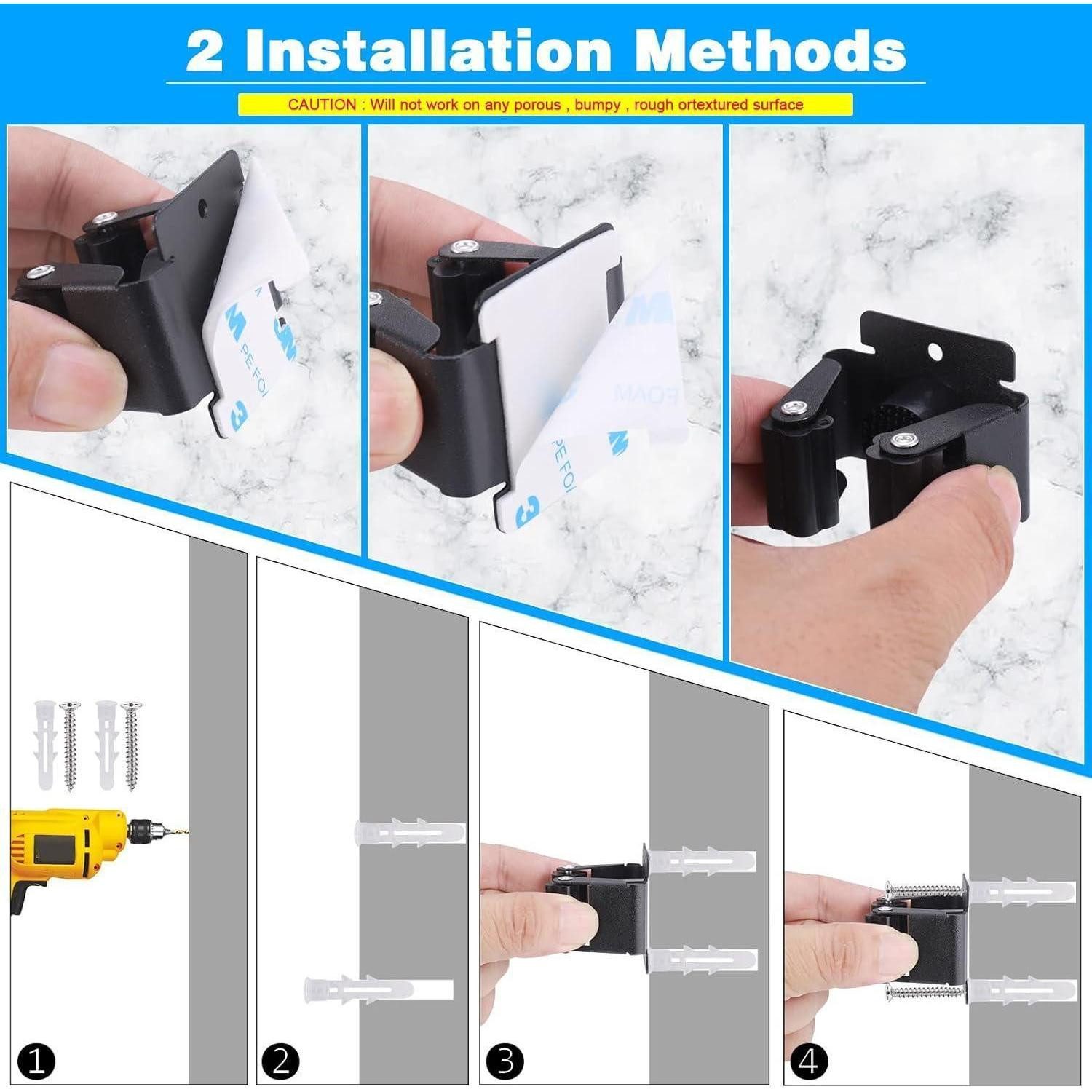 LuxusKollektion Multitool Gerätehalter Wand Edelstahl für Besen Wischmopp 10 Stück Schwarz