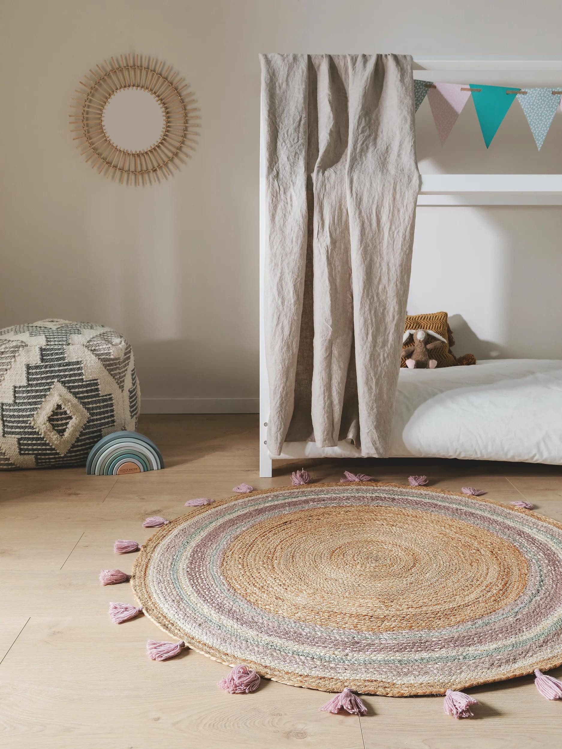 benuta Kinderteppich Lovis, rund, Höhe: 5 mm, Kunstfaser, Berber, Ethno-Sty günstig online kaufen