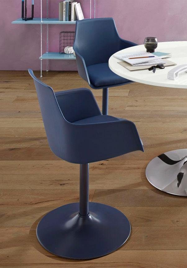 St), in Kunststoffschale bezogen, Esszimmerstuhl Kunstleder 2 INOSIGN (Set, Metallgestell Sitzkissen mit dunkelblau Ontario