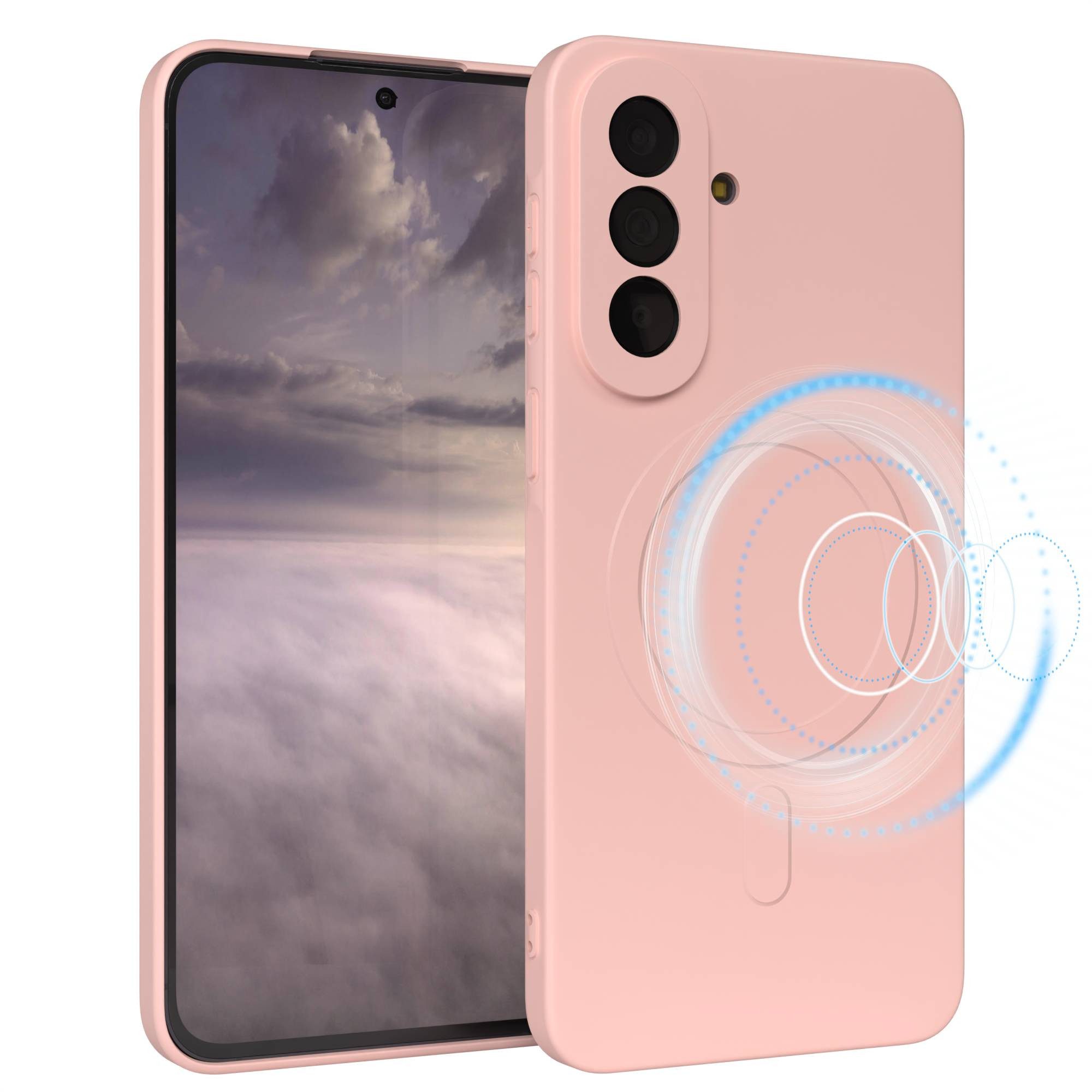 EAZY CASE Handyhülle Samsung Galaxy A57 MagSafe TPU / Silicon Coating Case 6,7 Zoll, MagSafe Schutzhülle Silikoncover mit Kameraschutz Rosa / Altrosa