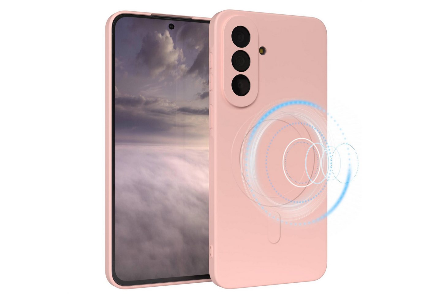 EAZY CASE Handyhülle Samsung Galaxy A57 MagSafe TPU / Silicon Coating Case 6,7 Zoll, MagSafe Schutzhülle Silikoncover mit Kameraschutz Rosa / Altrosa