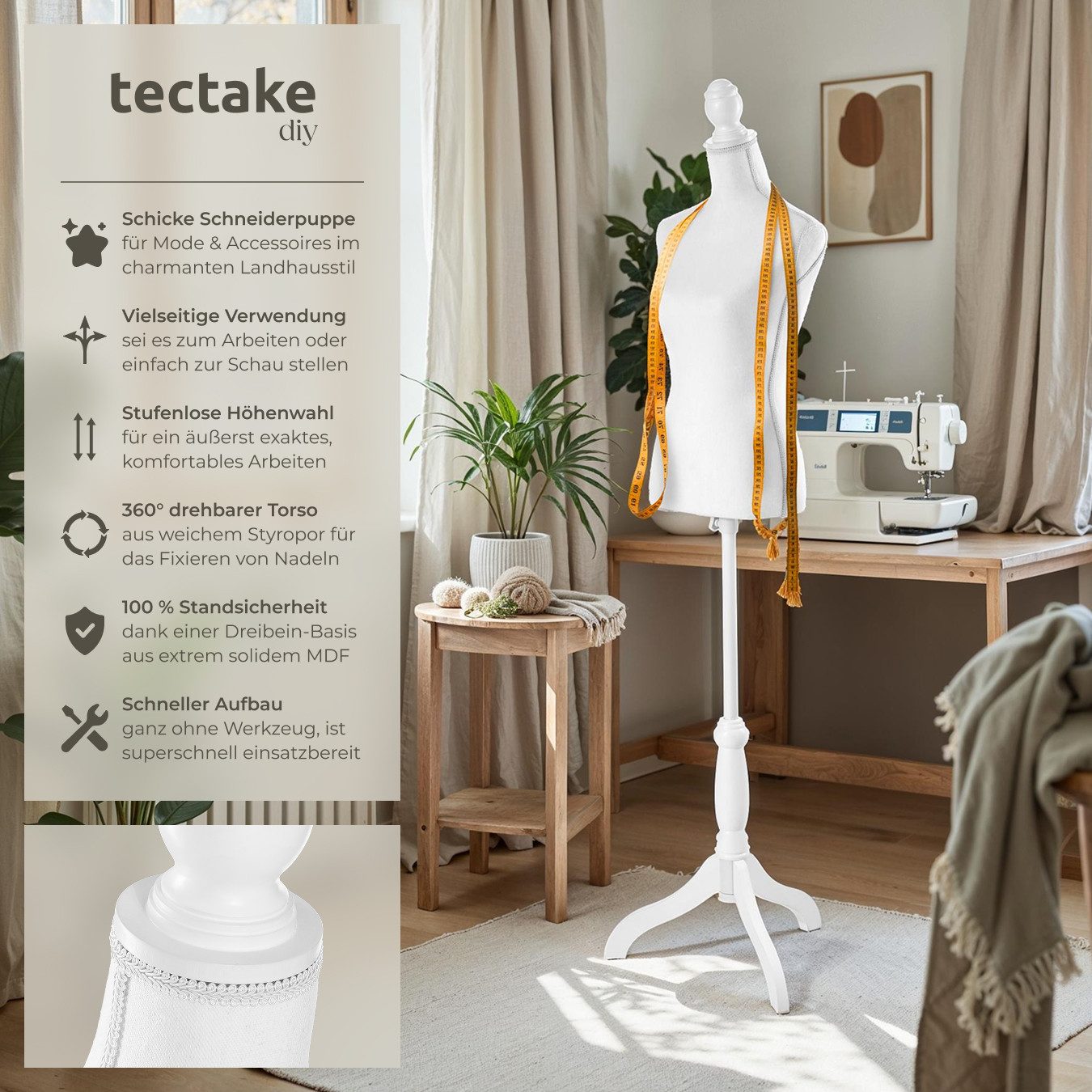 tectake Schneiderpuppe Damenbüste, Torso