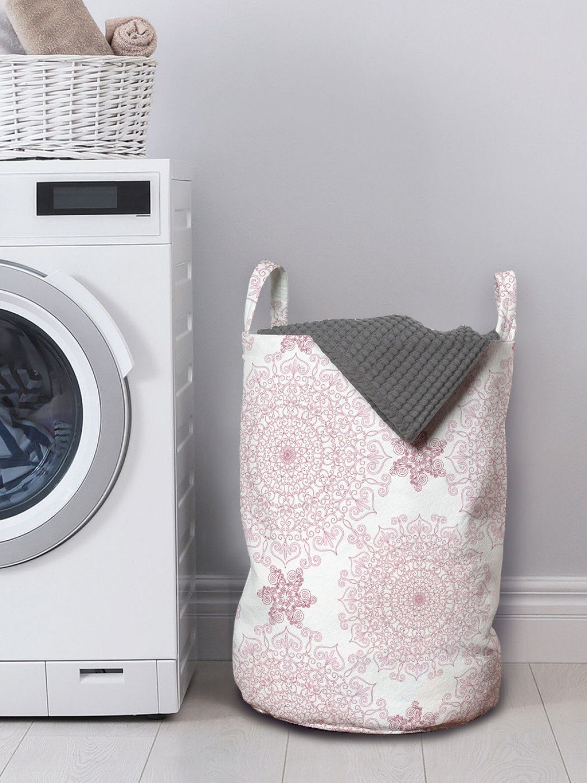 Abakuhaus Wäschesäckchen Wäschekorb Damast lila Griffen für viktorianischer Waschsalons, Mandala Kordelzugverschluss mit