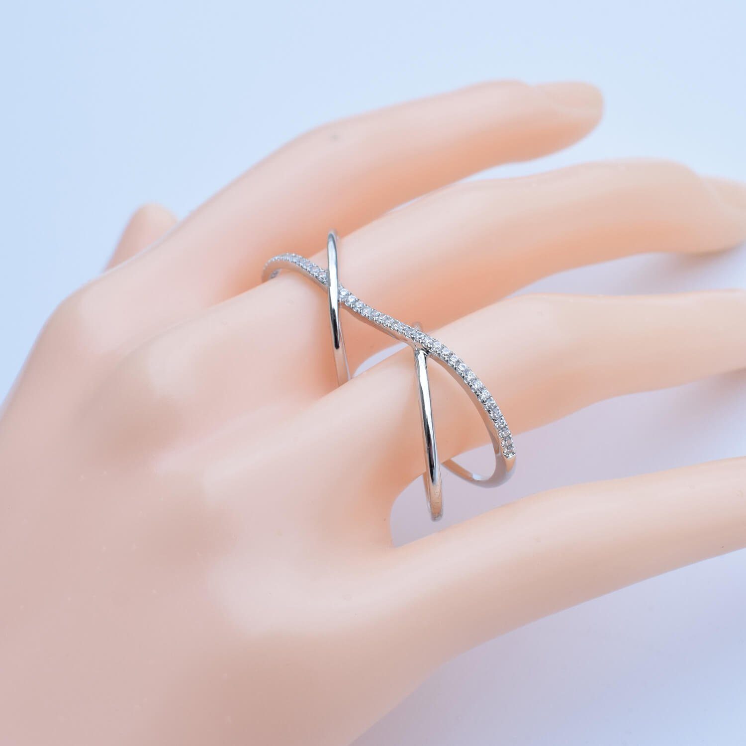 s.Oliver Silberring 925 Doppelring X Zweifingerring Zirkonia