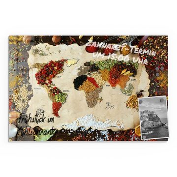 DEQORI Magnettafel 'Weltkarte aus Gewürzen', Whiteboard Pinnwand beschreibbar