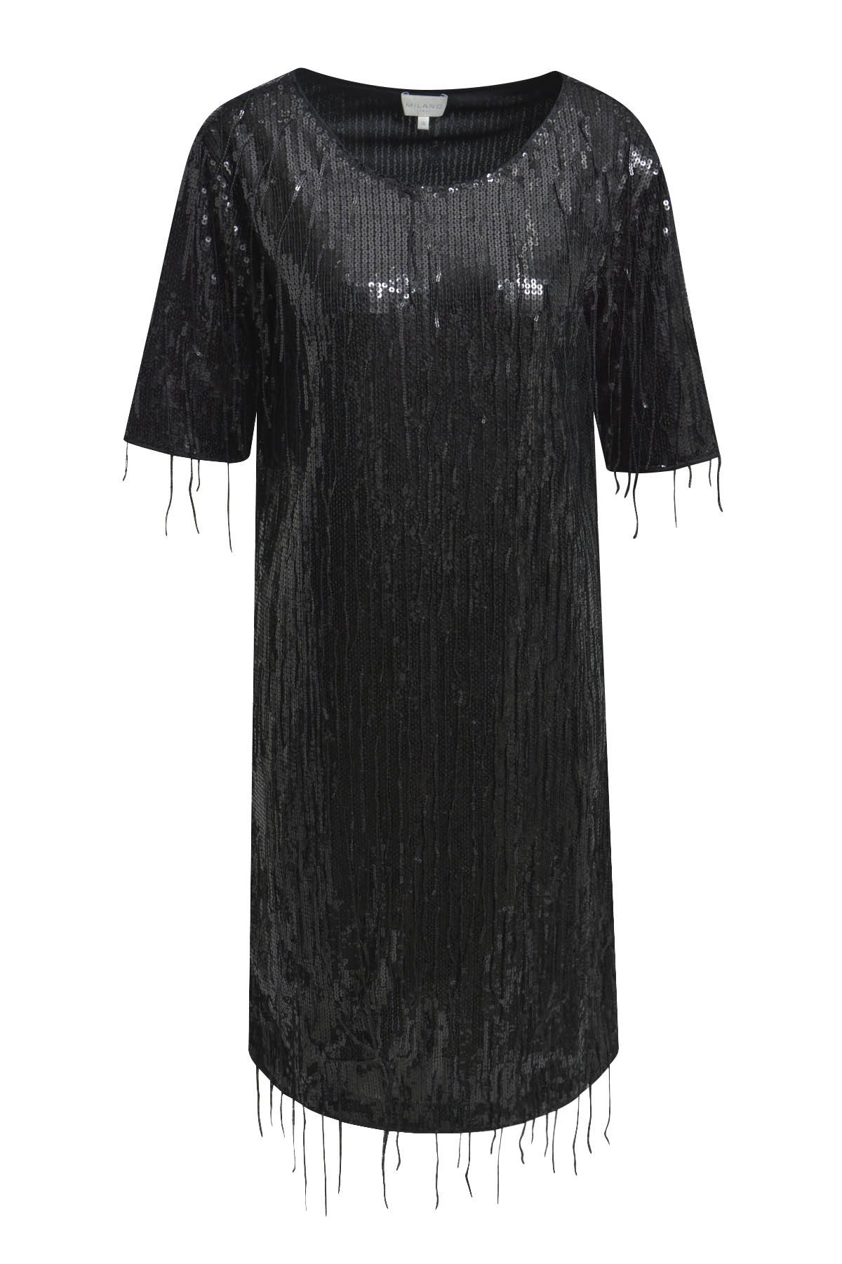 Milano Italy Midikleid SEQUINS DRESS ROUNDNECK 1/2 SLEEVE