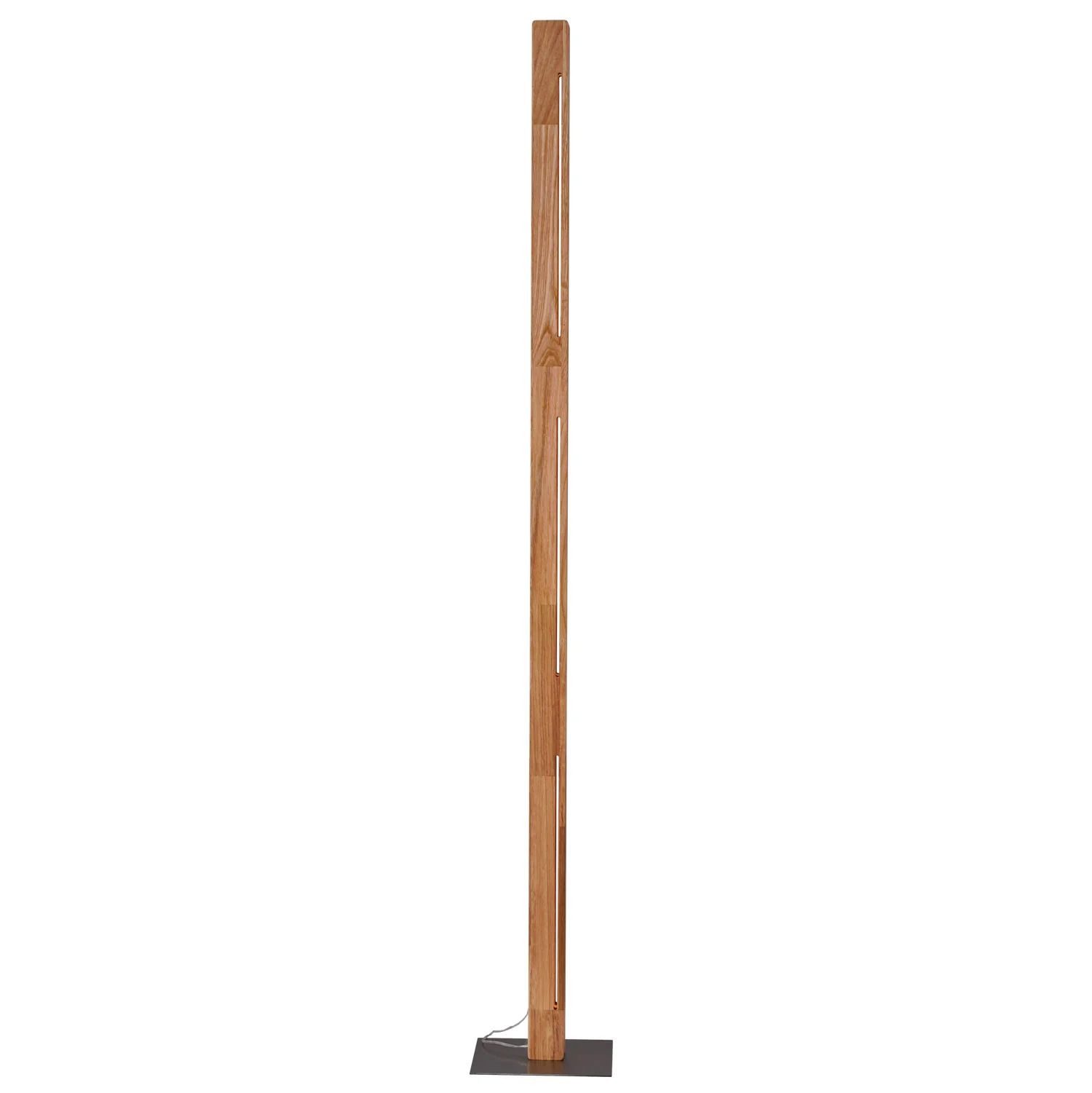 Licht-Erlebnisse Stehlampe LOVRO, LED, Warmweiß, LED Touch Dimmer 150 cm Holz Metall 3000 K 1200 lm in Silber Natur