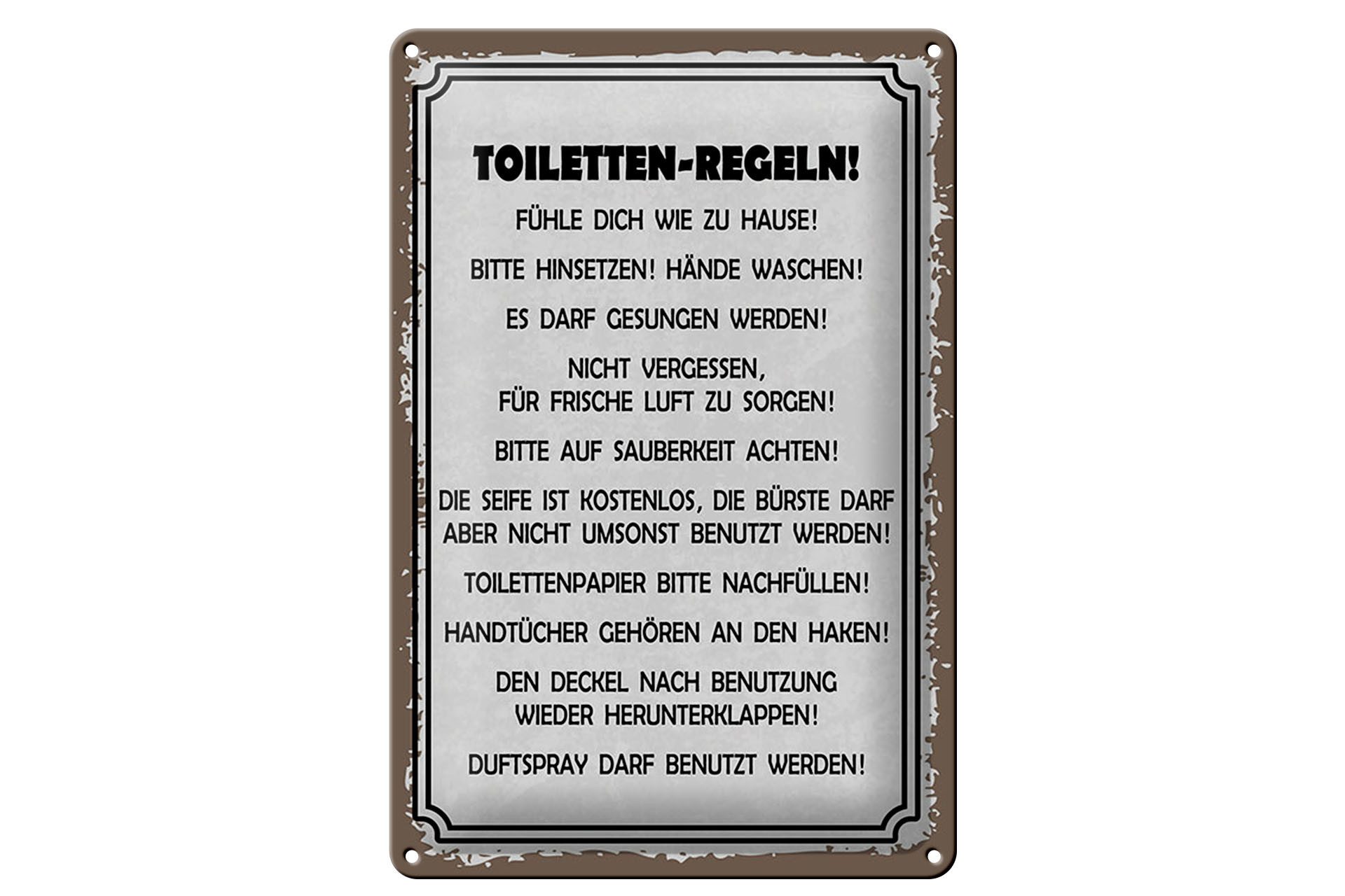 Metallbild Hinweis 20x30 cm Toiletten Regeln