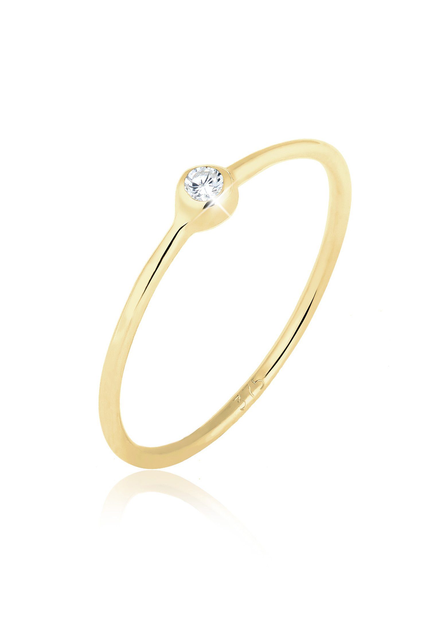 Elli Premium Fingerring Solitär Zirkonia 375er Gelbgold