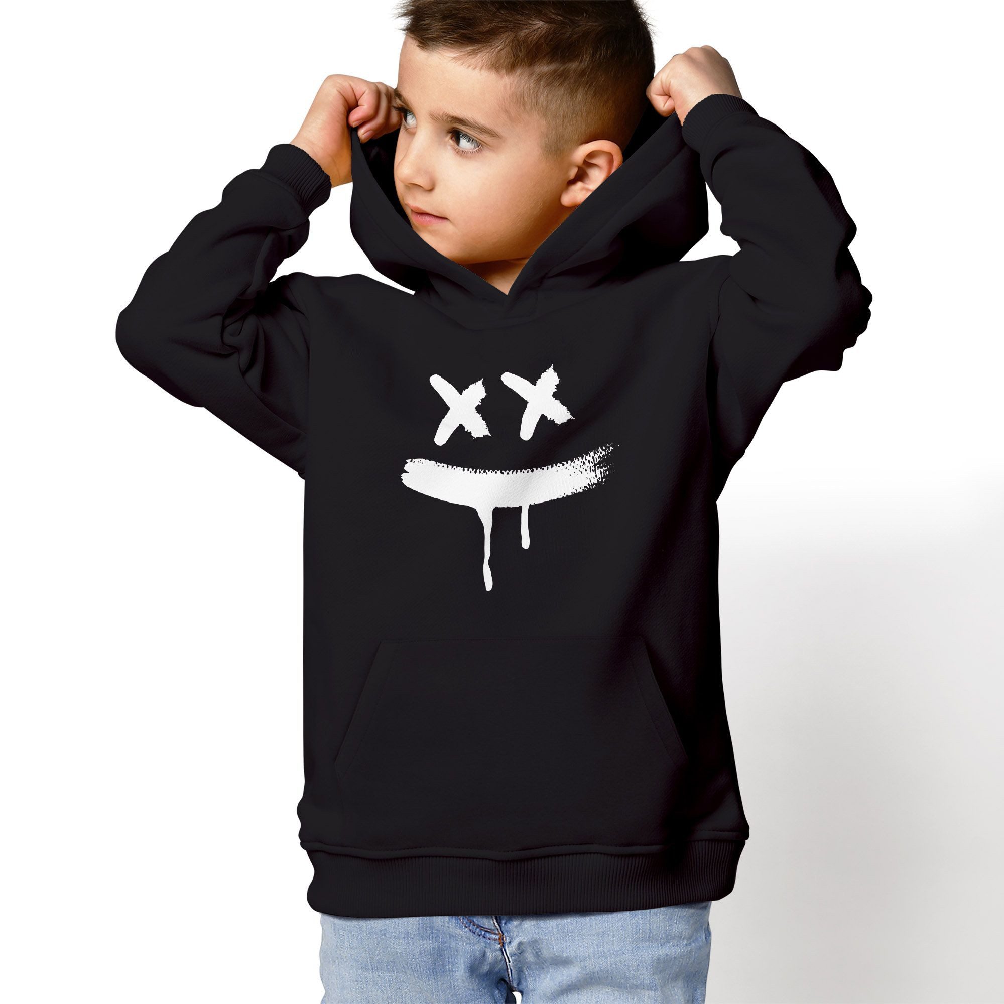 MoonWorks Hoodie Kinder Hoodie Jungen Mädchen Smile Print Aufdruck Kapuzenpulli