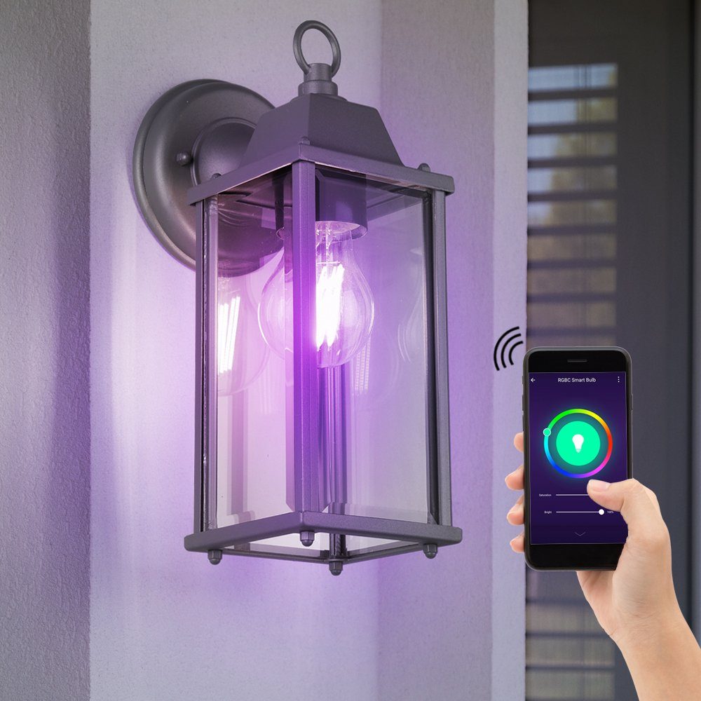 Smart Laterne Leuchtmittel inklusive, Alexa Google Lampe Farbwechsel, Außen Fassaden etc-shop Leuchte Wandstrahler, Kaltweiß, Wand Tageslichtweiß, LED Neutralweiß, Warmweiß,