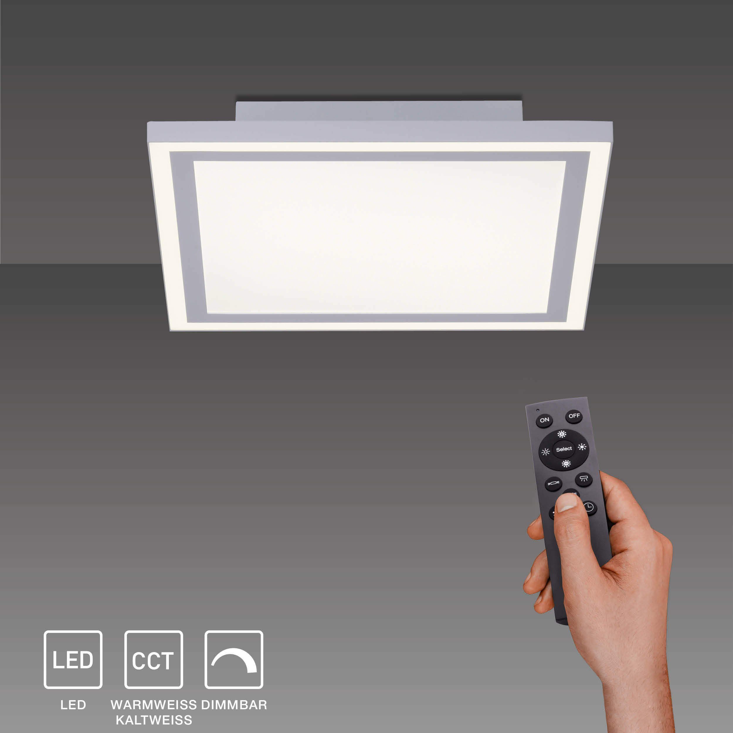 SellTec LED Deckenleuchte LED Panel EDGE, CCT-Farbtemperaturregelung,  Dimmfunktion, Memoryfunktion, 1xLED-Board/17W, Warmweiß bis Kaltweiß,  Farbwechsel, dimmbar per Fernbedienung