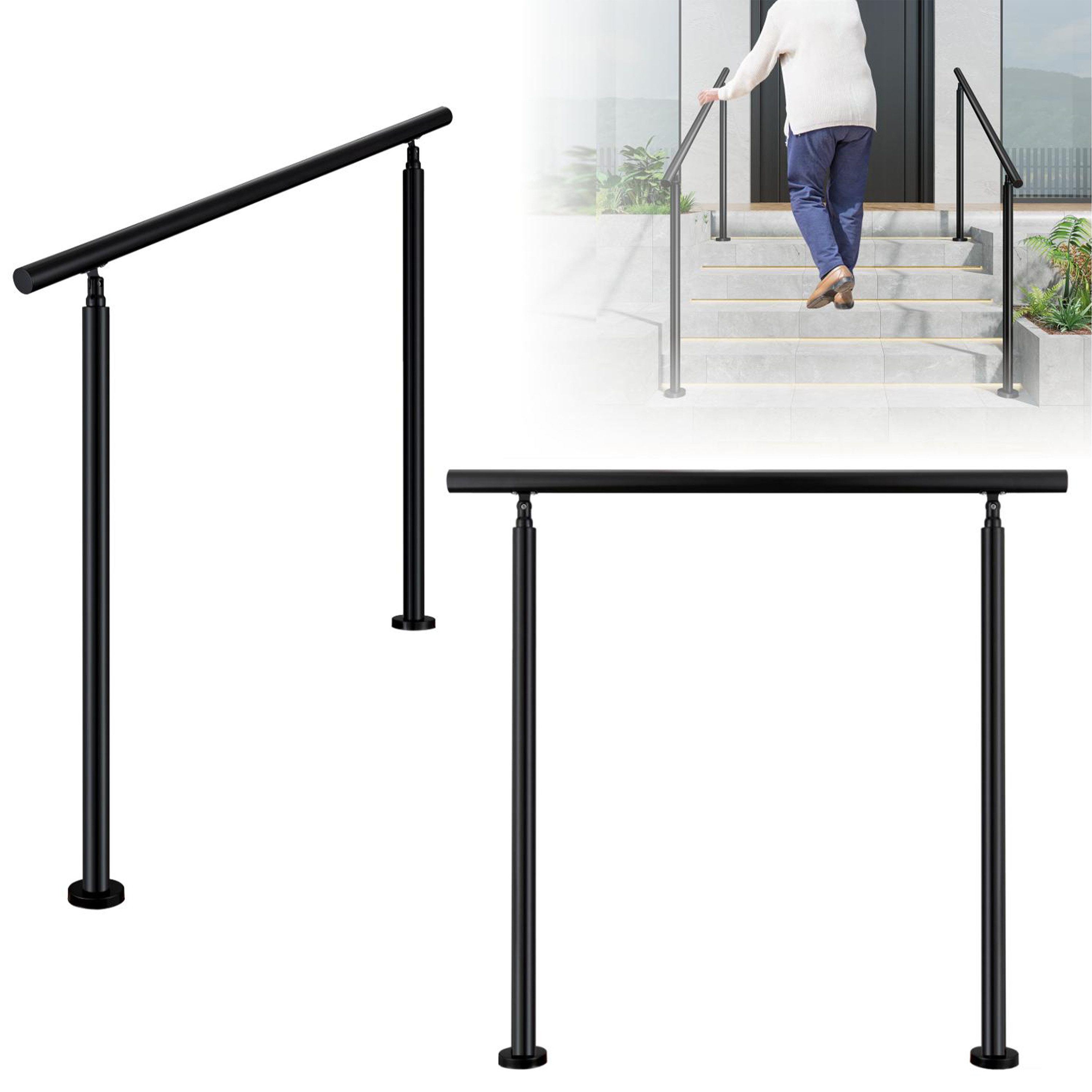 duschspa Handlauf Edelstahl Geländer Treppengeländer für Innen & Außen mit 0 Querstreben, 100 cm Gesamtlänge