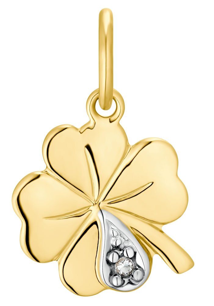 Amor Kettenanhänger Kleeblatt, Made in Germany - mit Zirkonia (synth)